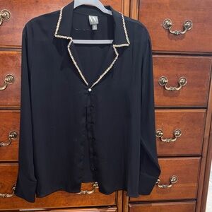 Worthington Black Blouse with silver diamonds stunning